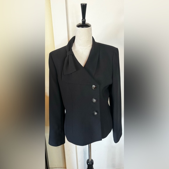 Vintage 90’s Le Suit Bow Detail Blazer Suit Jacket Formal Event Office noir - Picture 6 of 11